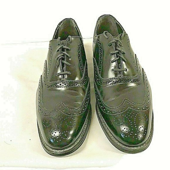 Mens Black Wing Tip Leather Oxford Dress Shoes main image 7